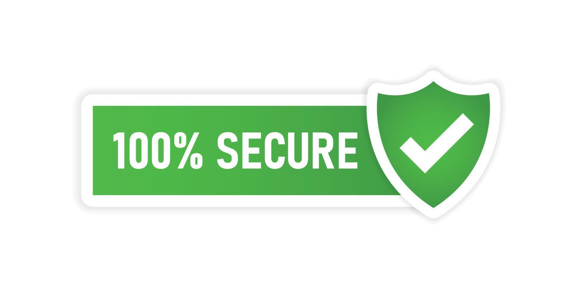 100 percent secure icon in flat style. Privacy guarantee illustration on isolated background. Safety risk sign business concept. vector