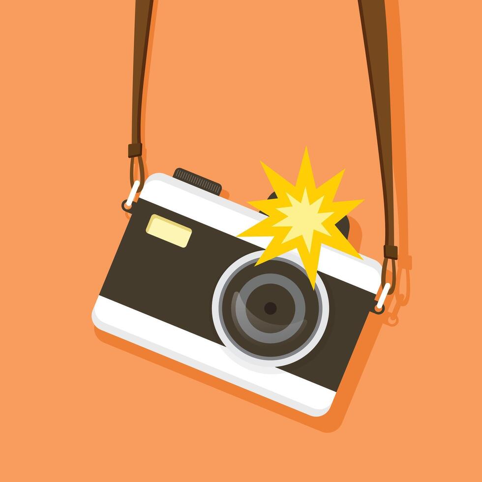 Camera icon in flat style. Photography illustration on isolated background. Photo sign business concept. vector