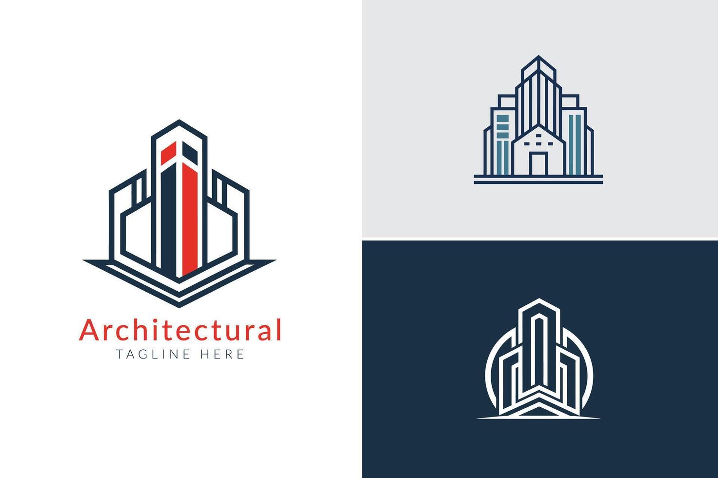 Architectural firm monoline logo set vector
