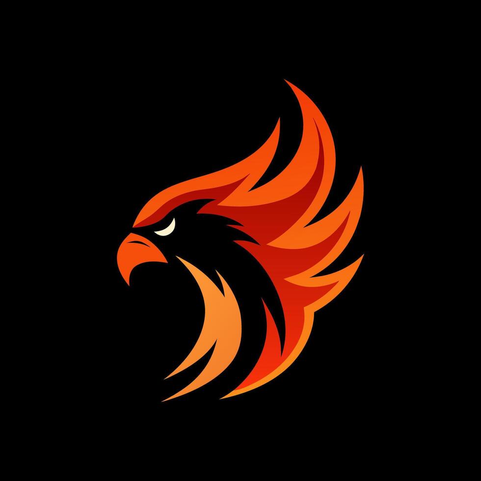 Fire eagle head negative space logo vector