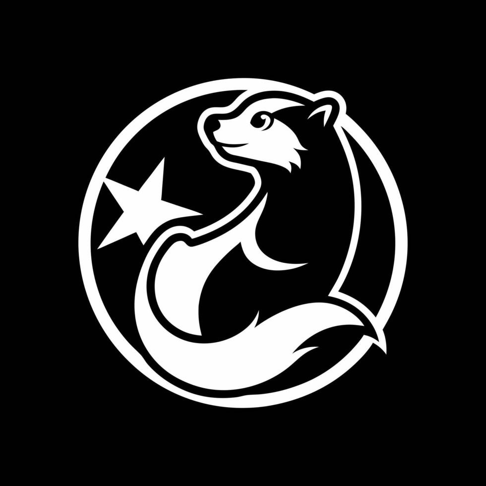 Otter and star iconic logo illustration vector