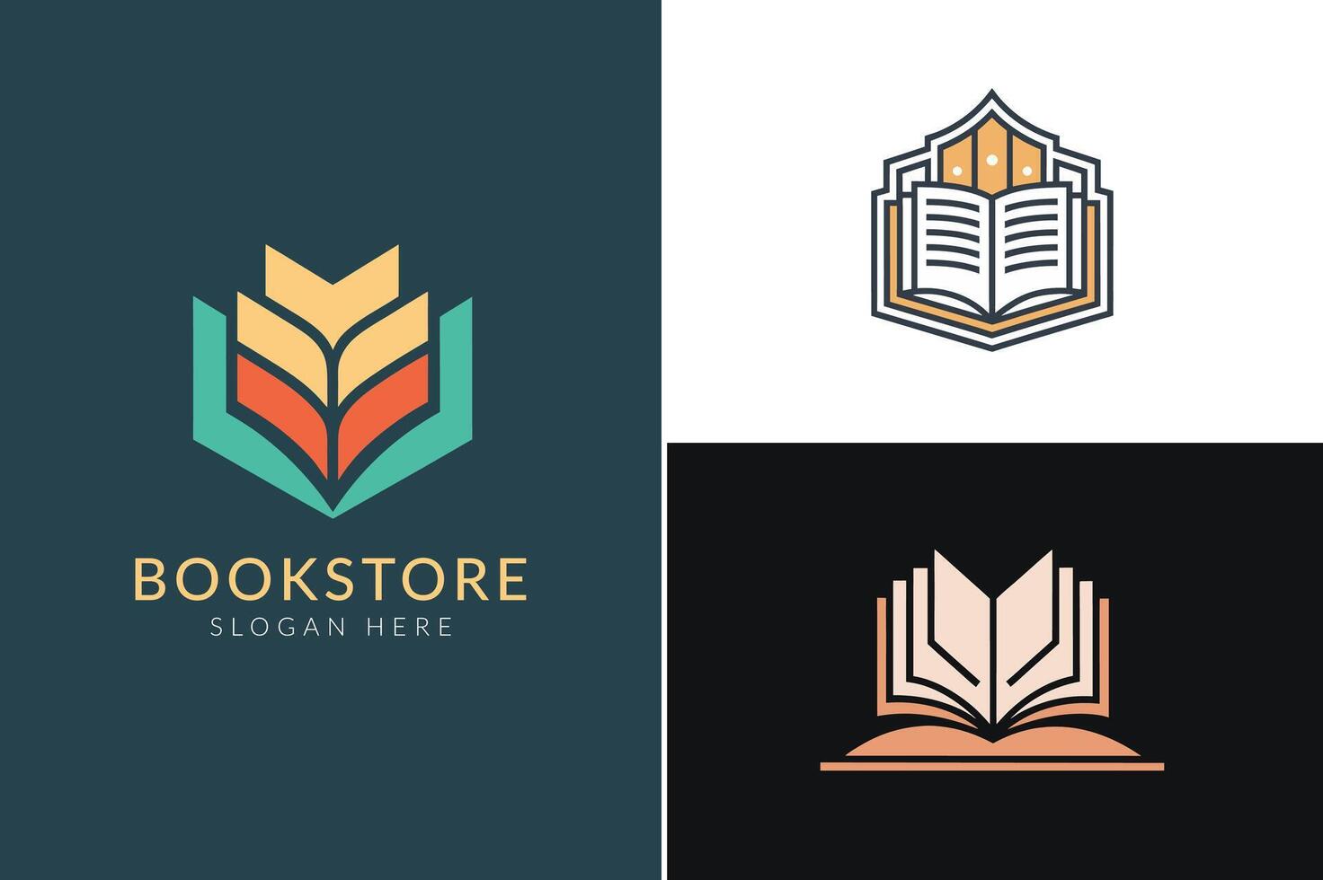 Bookstore logo illustration set vector