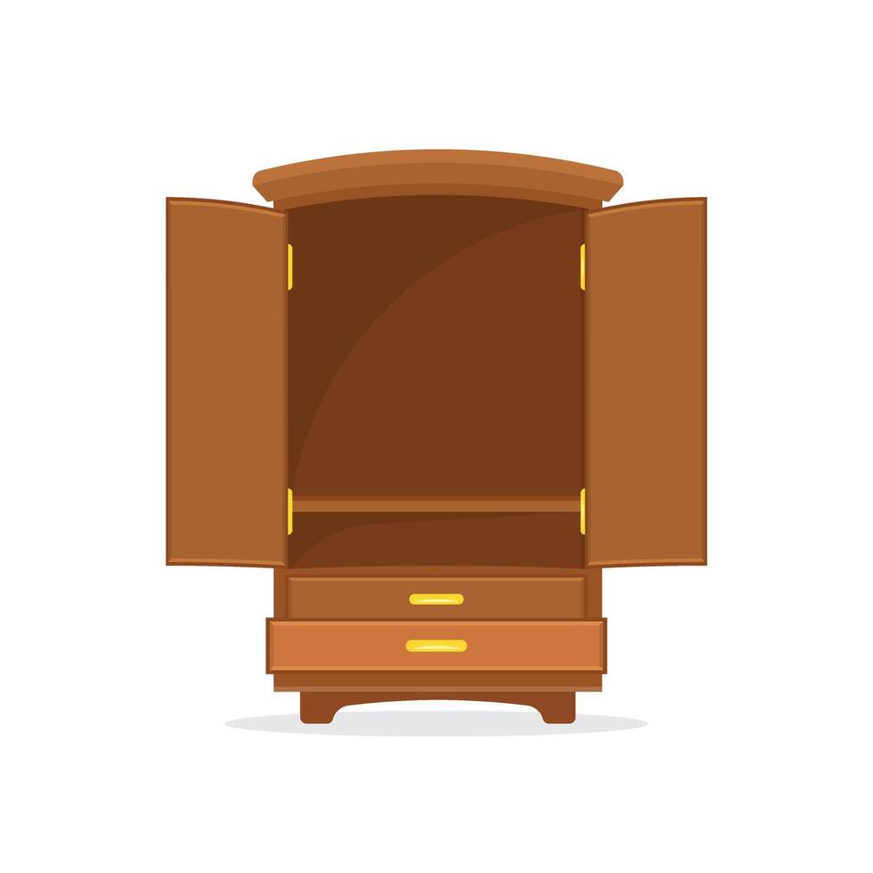 Cupboard icon in flat style. Wardrobe storage illustration on isolated background. Drawer cabinet sign business concept. vector