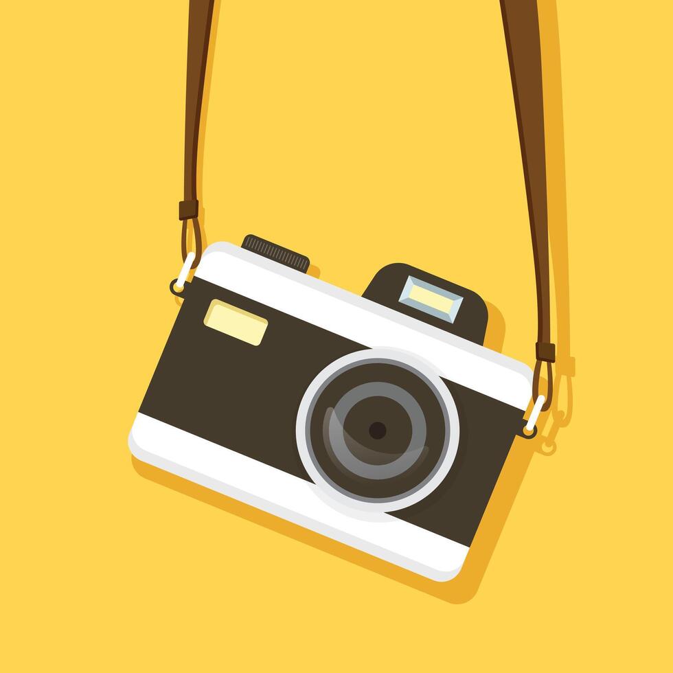 Camera icon in flat style. Photography illustration on isolated background. Photo sign business concept. vector