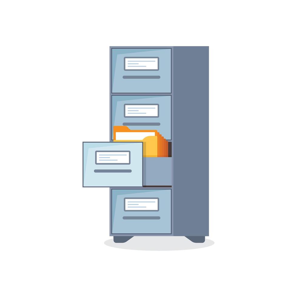 Office cabinet icon in flat style. Furniture storage illustration on isolated background. Drawer sign business concept. vector