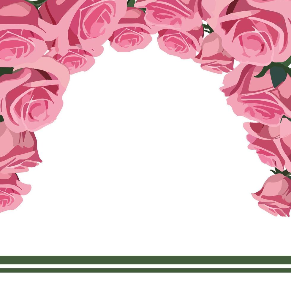 horizontal flower template with space for text with pink roses vector