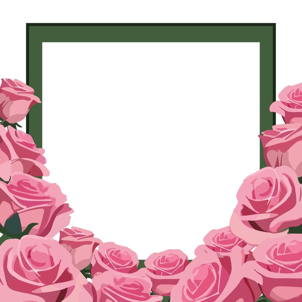 square green frame. flower template with space for text with pink roses vector