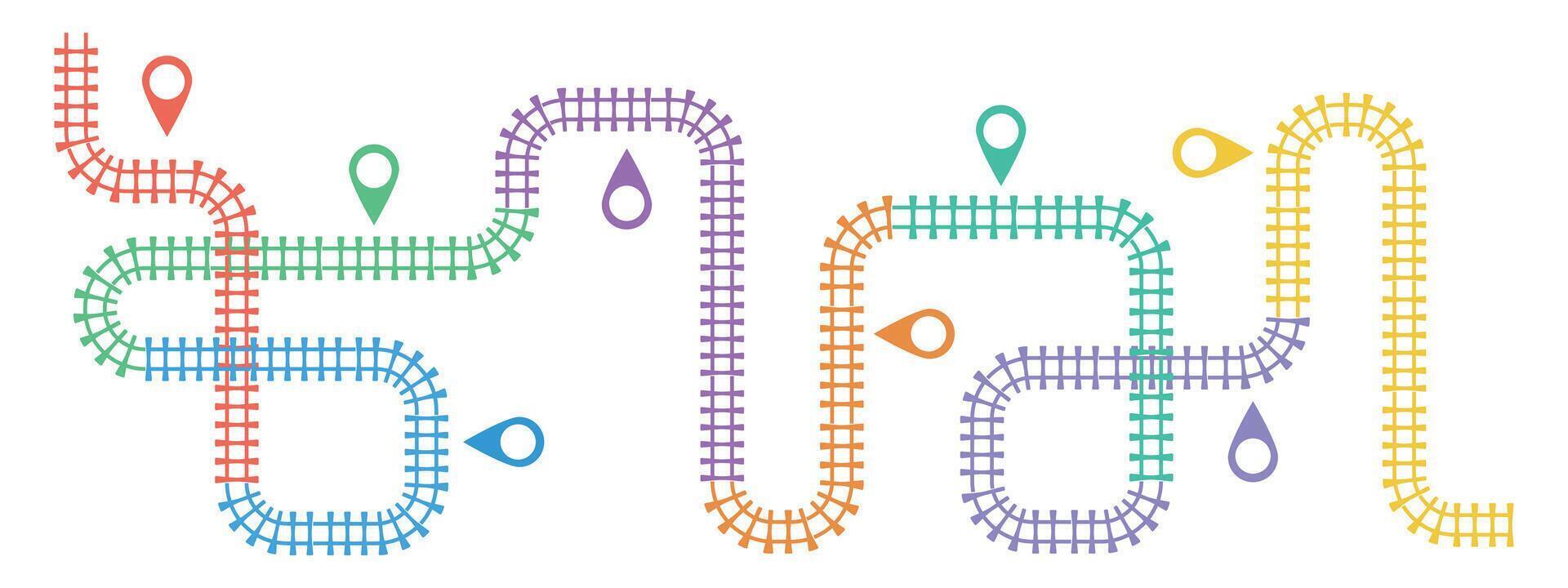 Railroad tracks, railway simple icon, rail track direction, train tracks colorful illustrations. Timeline Infographic elements, simple illustration on a white background. vector