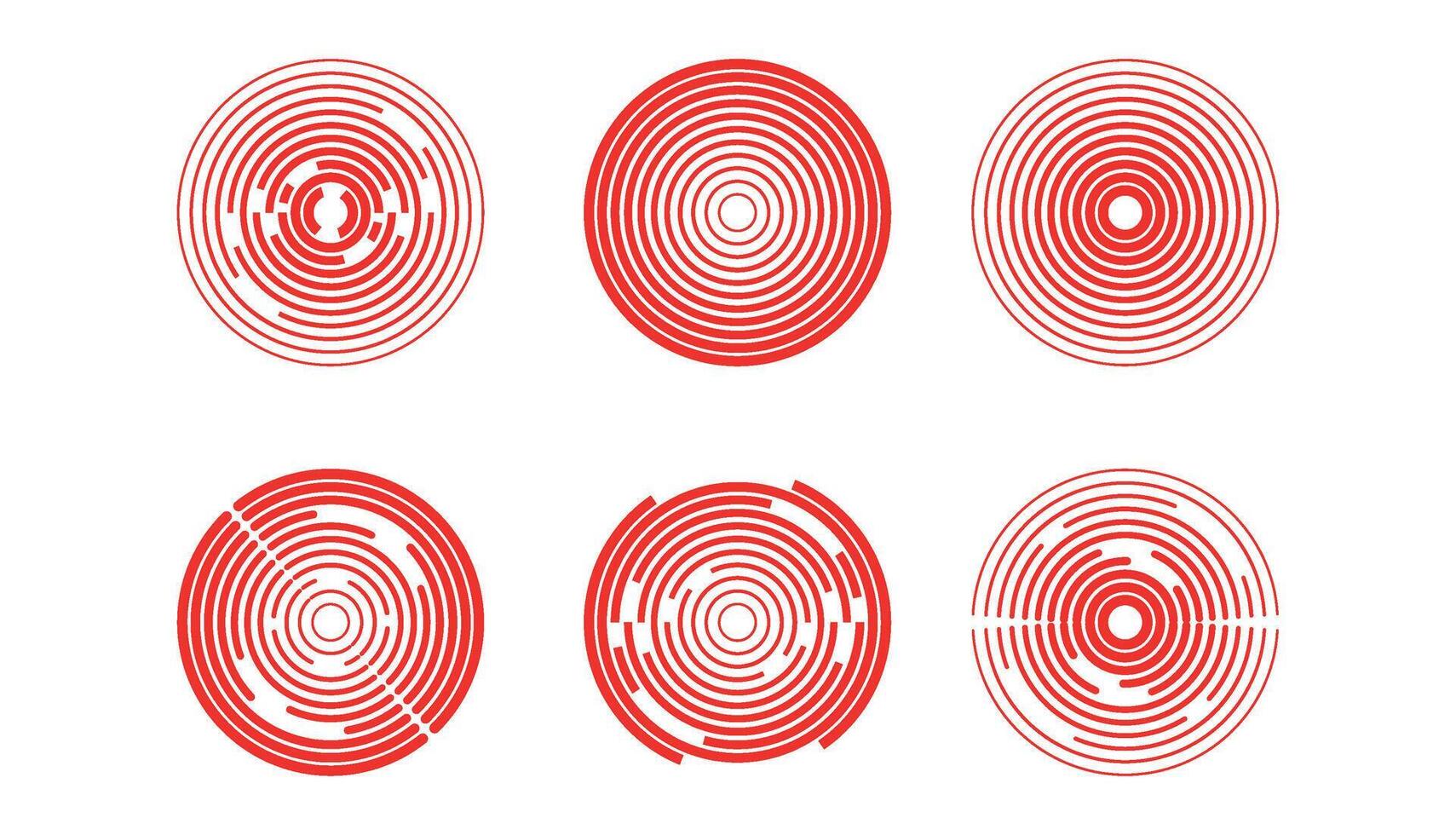 6 red concentric circles. Pain points. Design for pharmacologic analgesic and anti-inflammatory drugs. illustration on transparent background vector