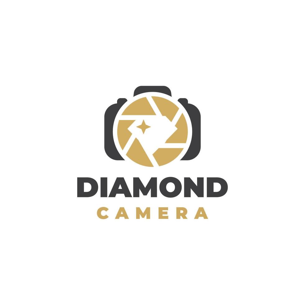 diamond camera logo design vector