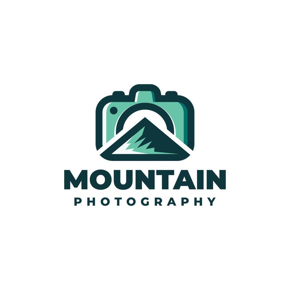 mountain camera logo design vector