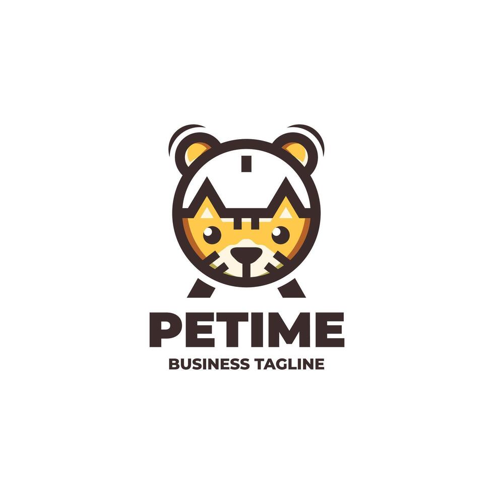 cute pet time logo design vector