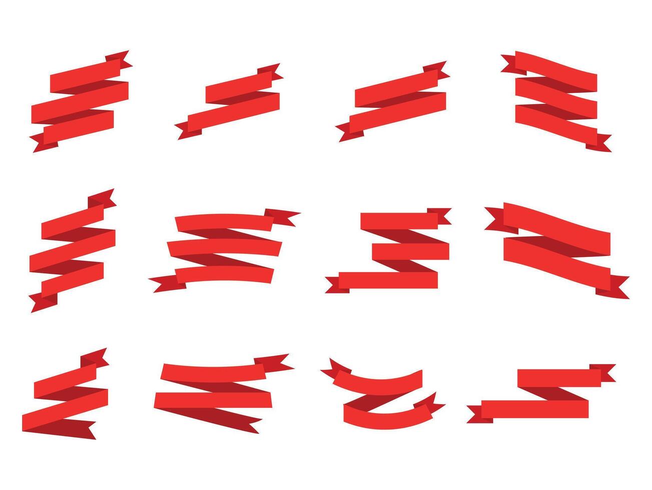 Red ribbon banner set Hight quality. illustration. Complete set of banners and ribbons. vector