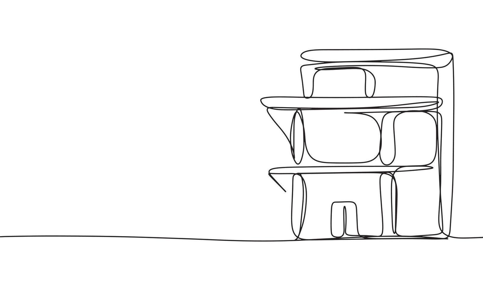 Building one line continuous. Line art building. Hand drawn art. vector