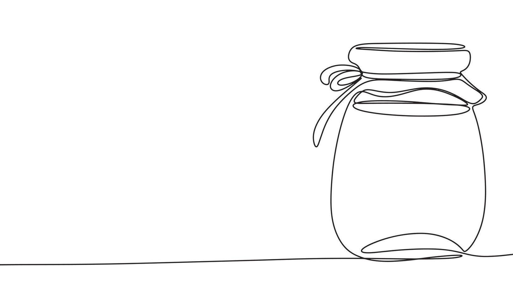 Jar of honey one line continuous. Line art jar of jam. Hand drawn art. vector