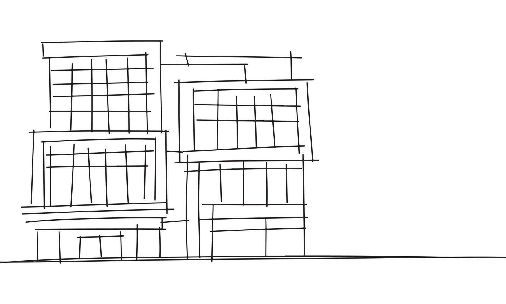 Building sketch. Build line art. Hand drawn art. vector