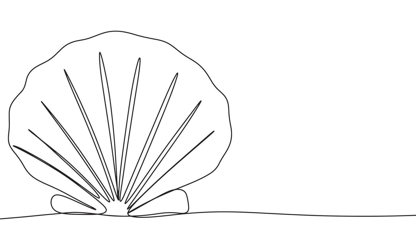 Shell one line continuous. Shell line art. Hand drawn art. vector