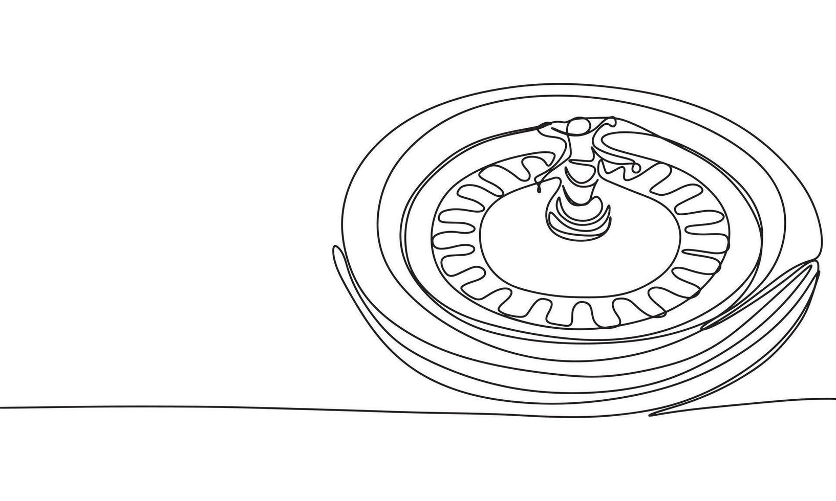 Roulette one line continuous. Line art roulette. Hand drawn art. vector