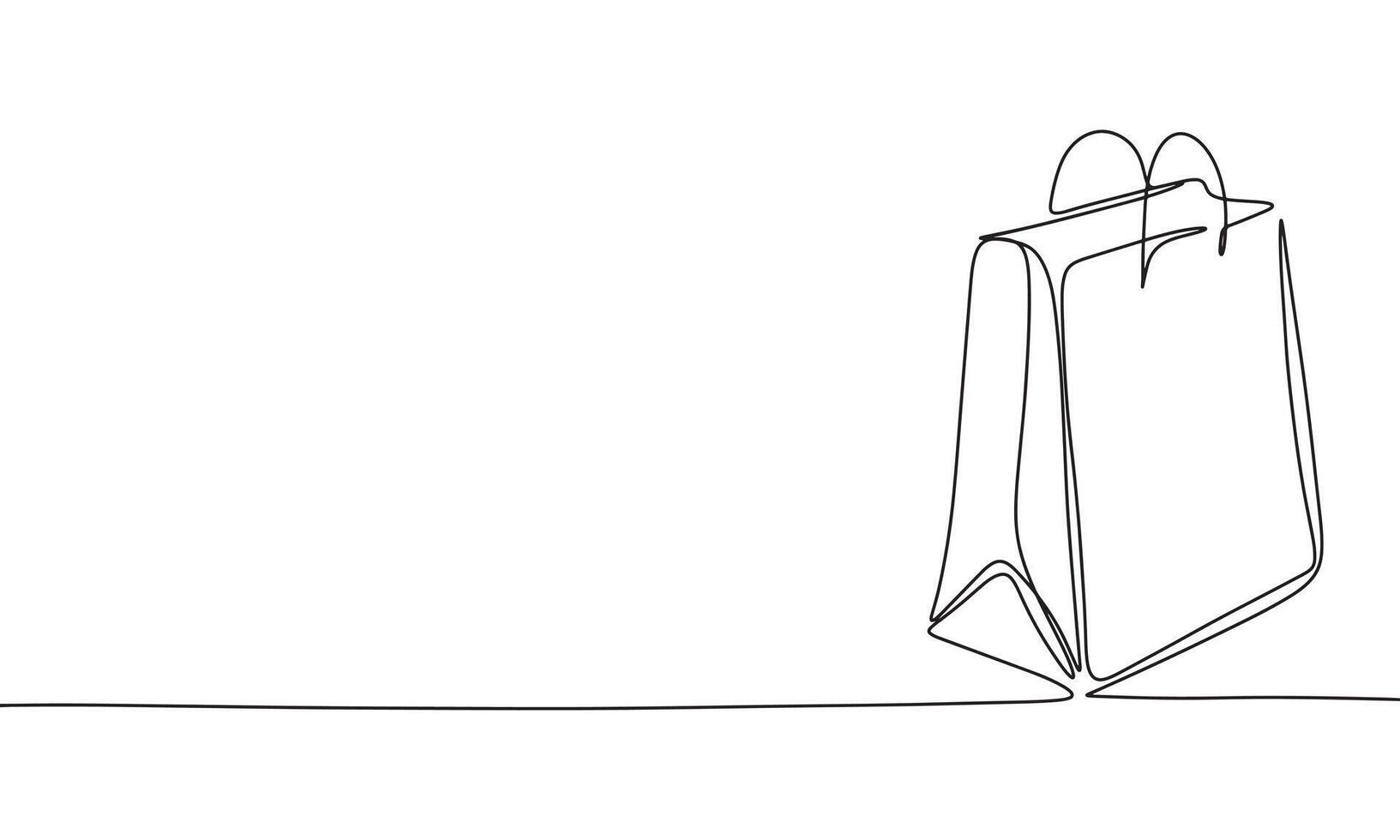 Shopping bag one line continuous. Shopping bag line art. Hand drawn art. vector