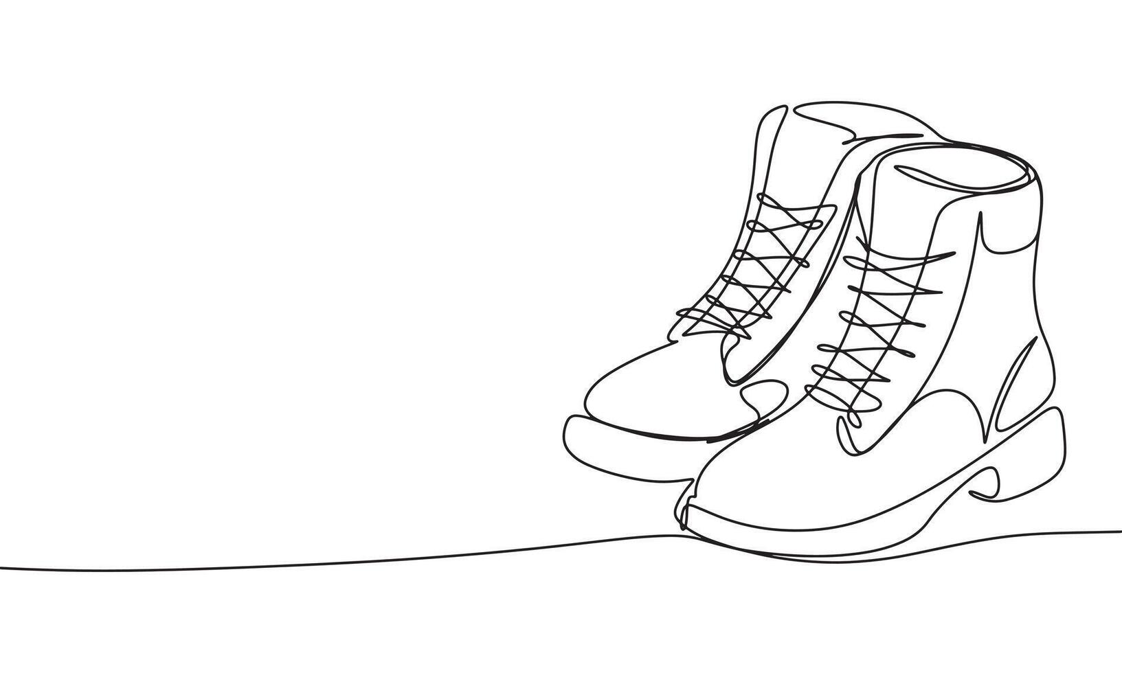 Boots one line continuous. Boots line art. Hand drawn art. vector