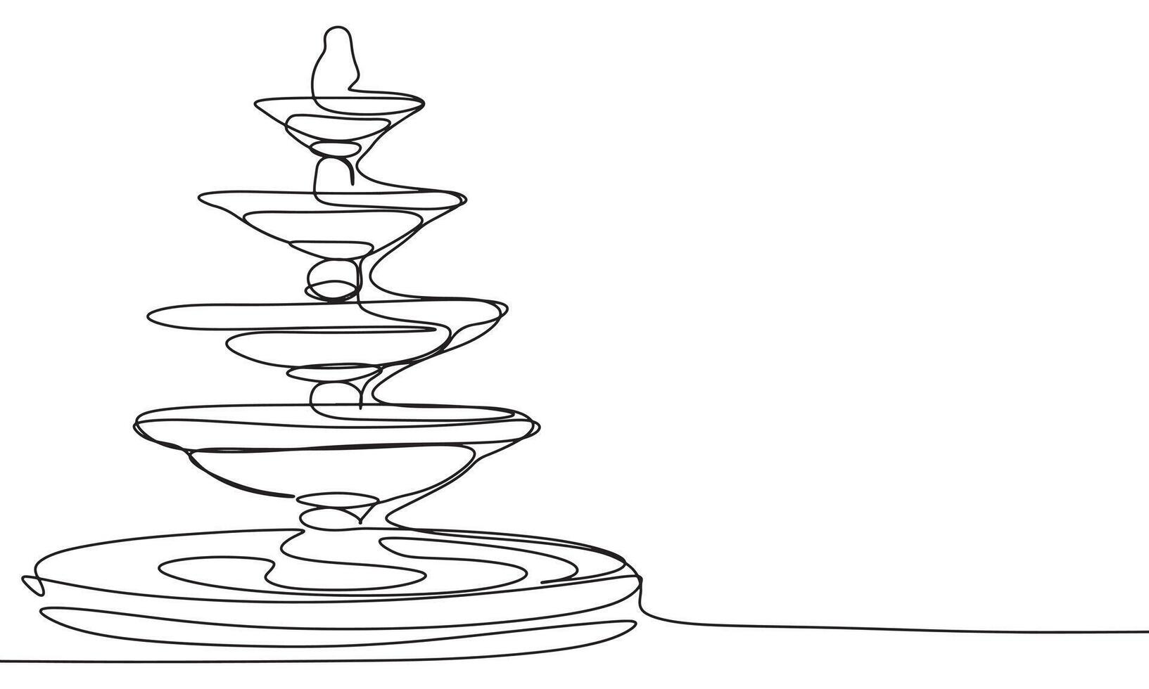 Fountain one line continuous. Line art fountain. Hand drawn art. vector