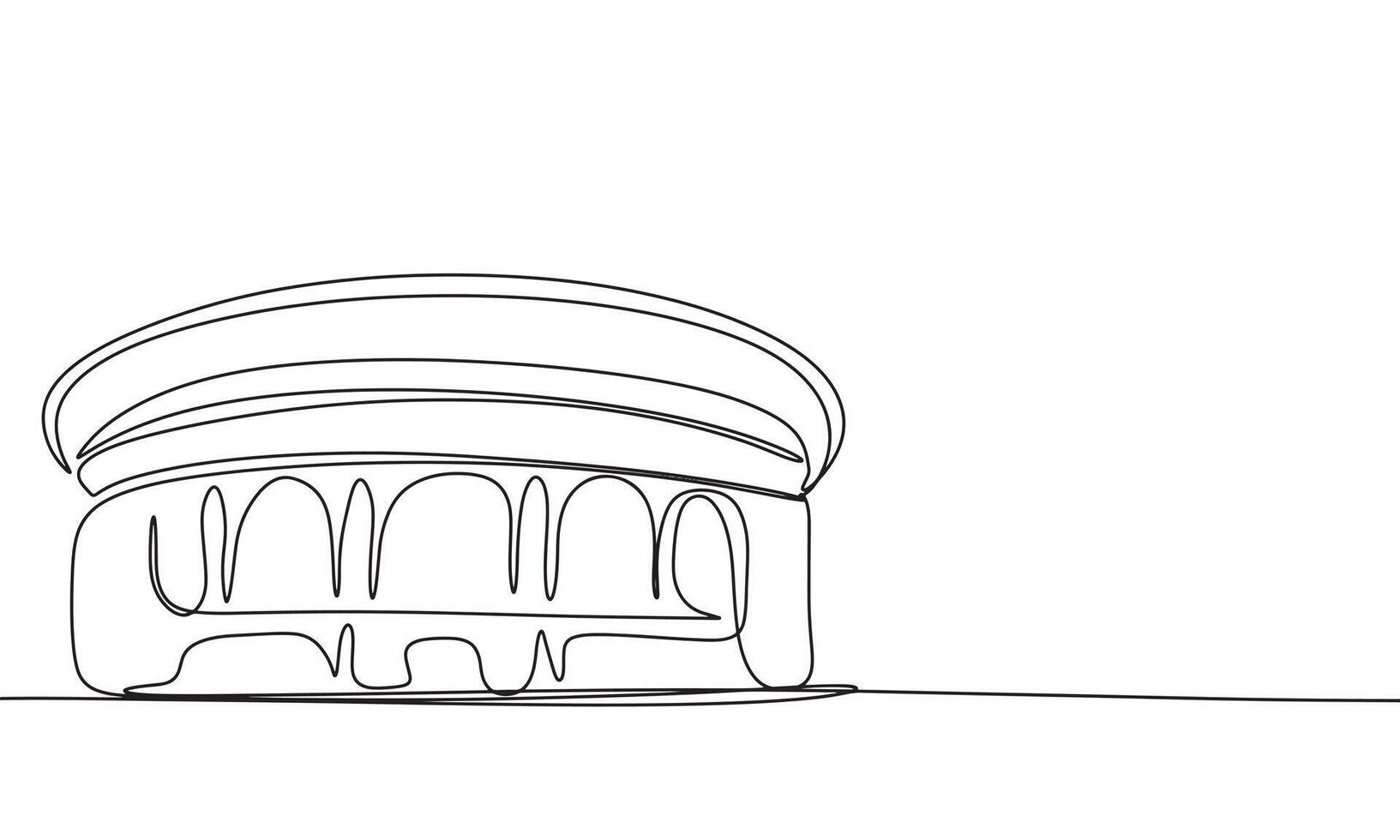 Stadium one line continuous. Line art stadium building. Hand drawn art. vector