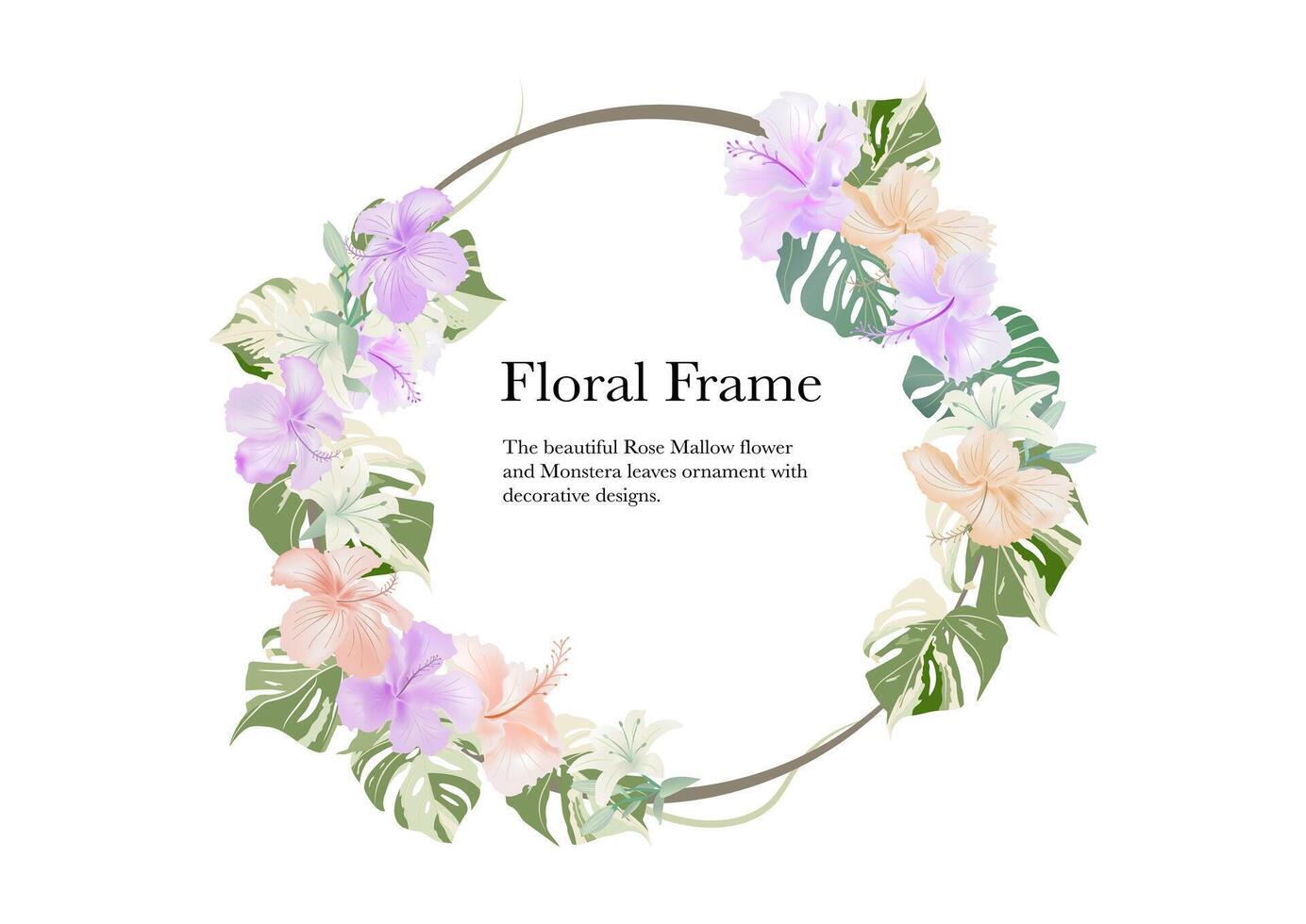 Blossom flower ornament on round frame background vector