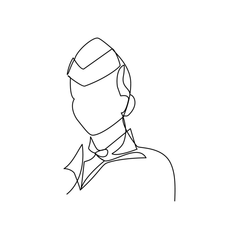 Stewardess drawn in line art style vector