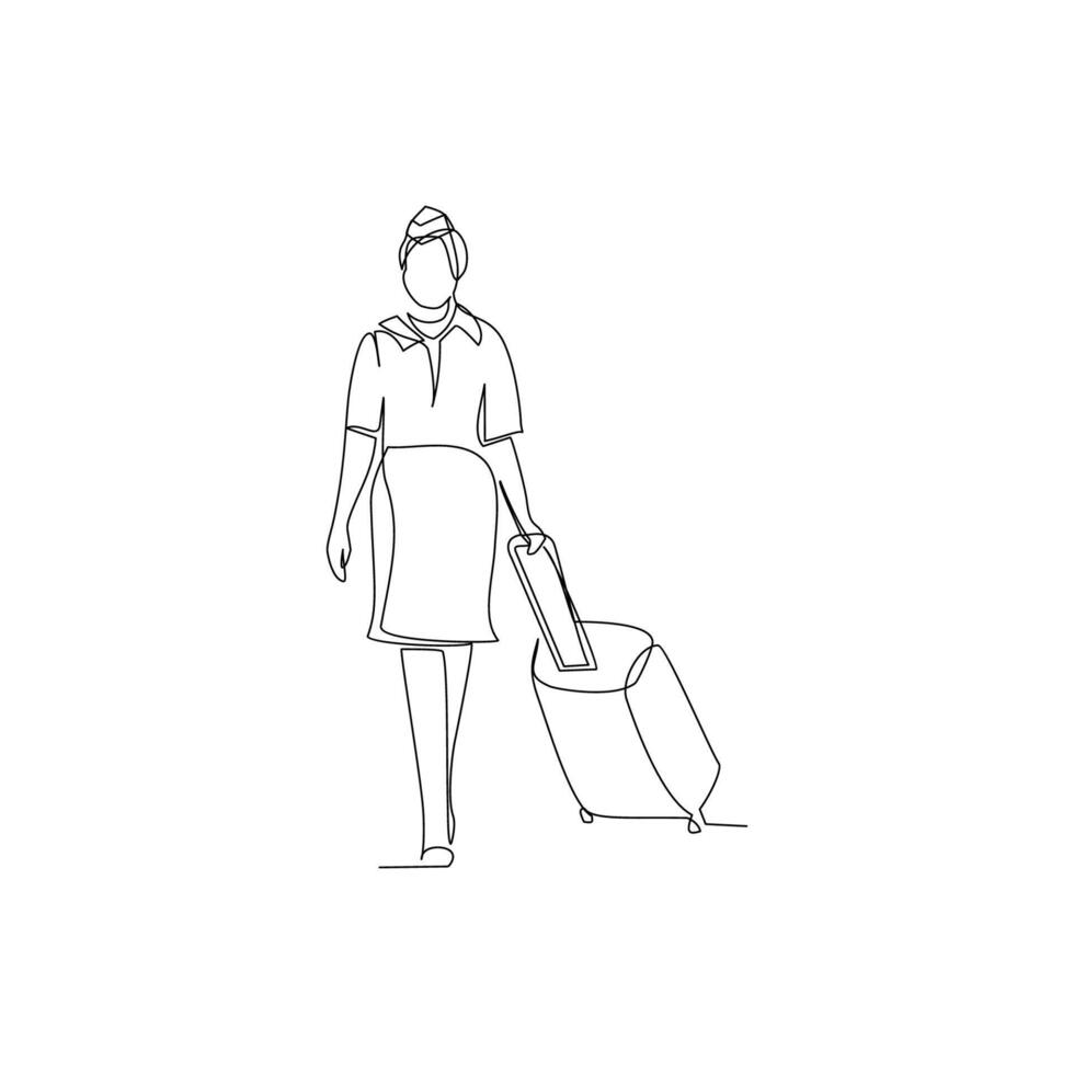 Stewardess drawn in line art style vector