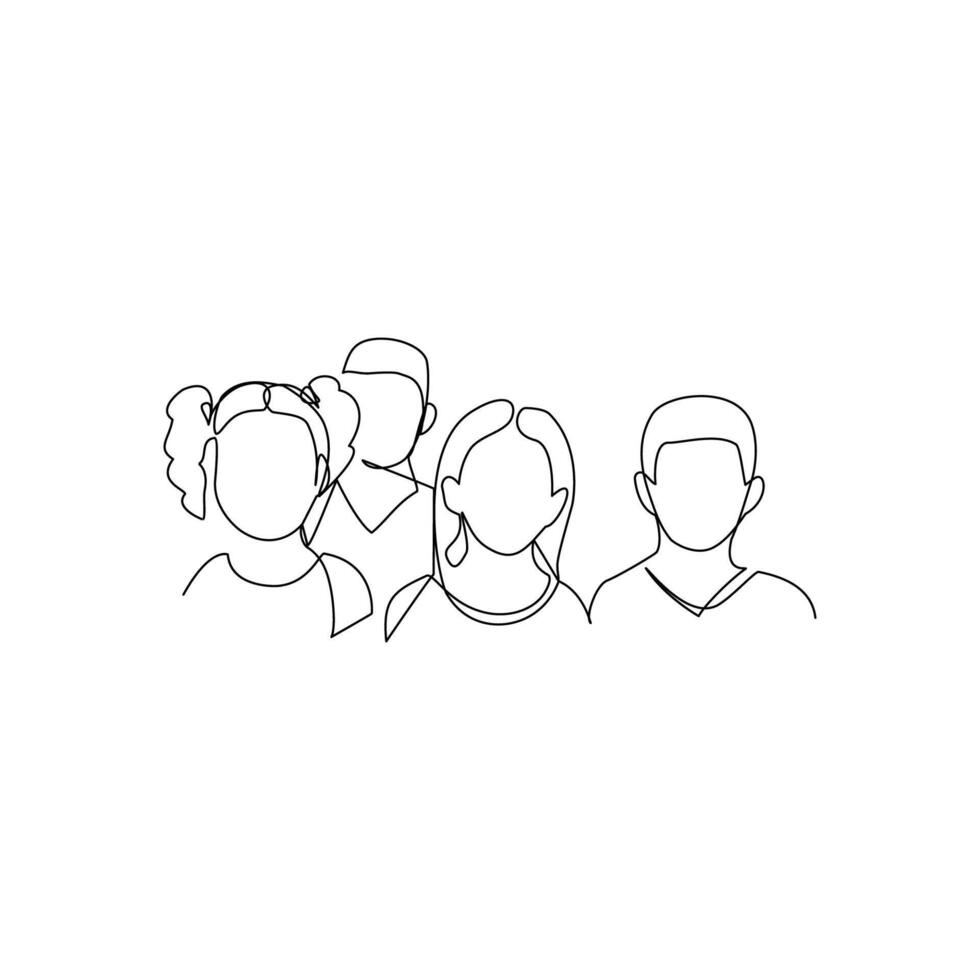 Children drawn in line art style vector