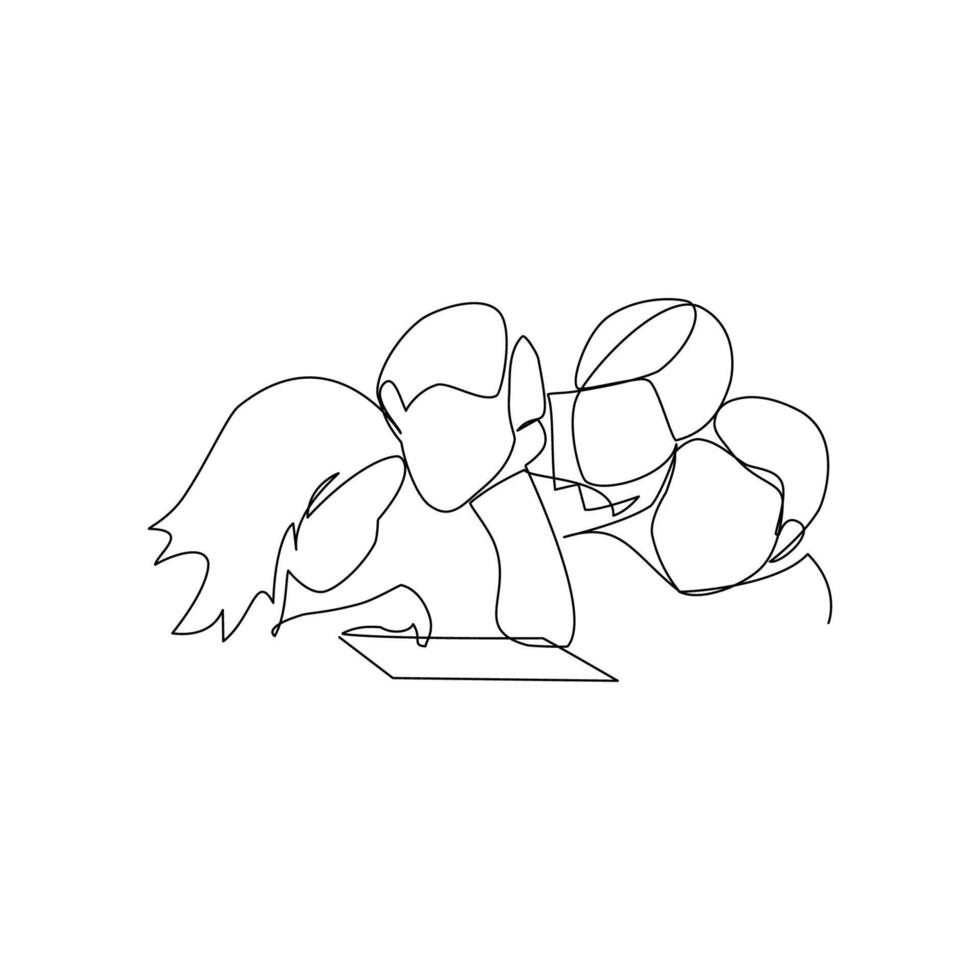 Children drawn in line art style vector