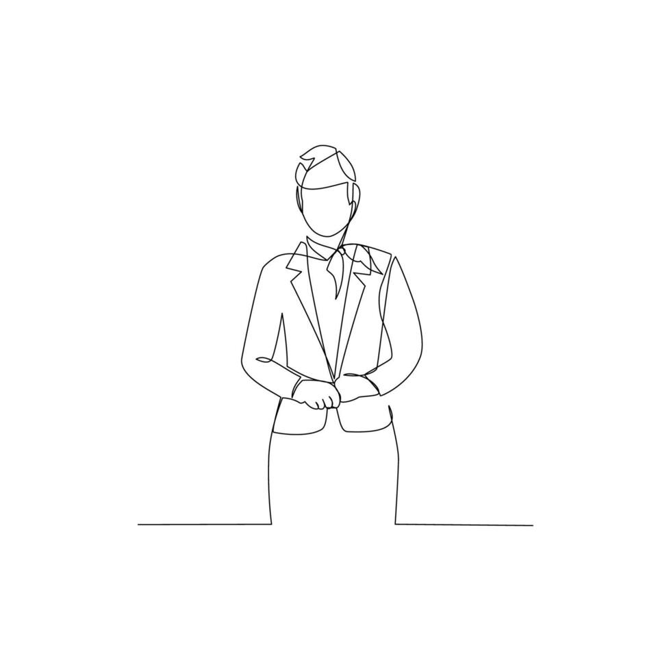 Stewardess drawn in line art style vector