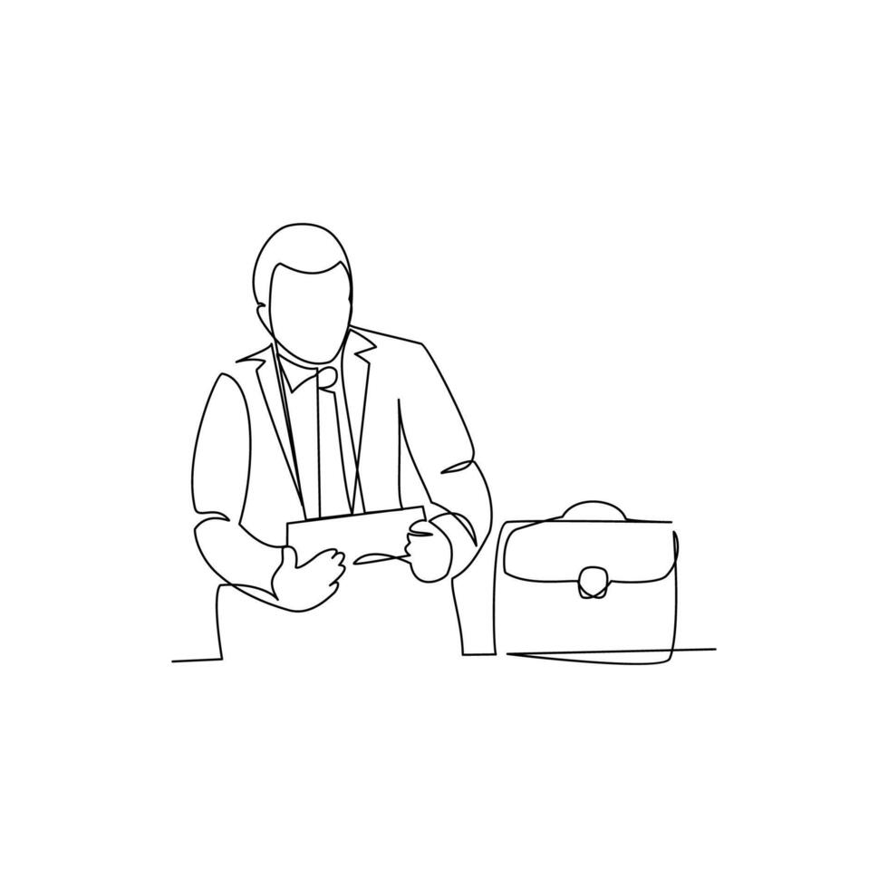 Businessman drawn in line art style vector
