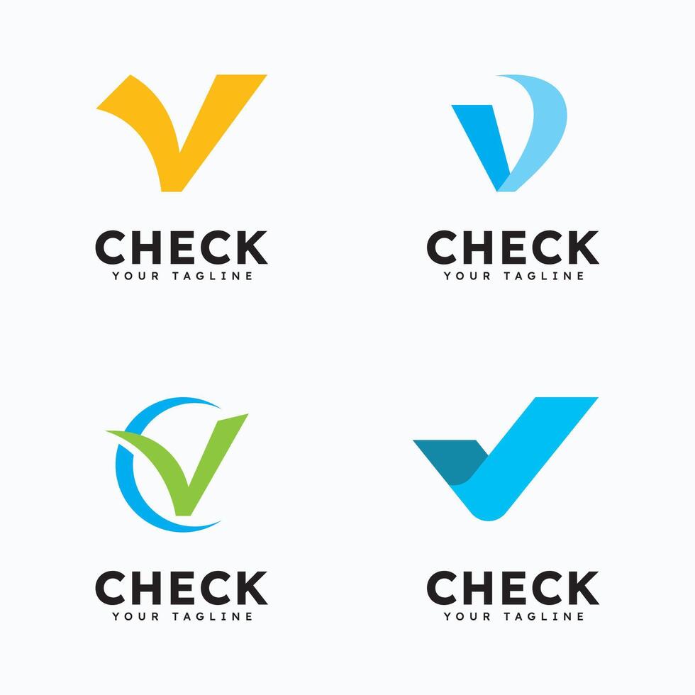 Check mark V logo design symbol vector