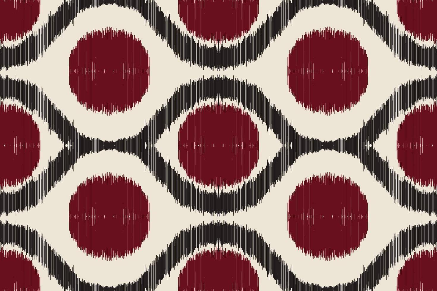Vintage Red and Black Ikat Pattern with Geometric Circles, Traditional Ethnic Textile Print, Seamless Fabric Background for Home Decor and Fashion Projects vector