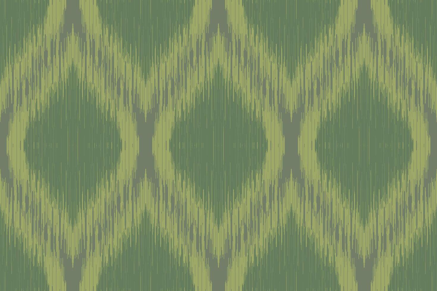 Green and Yellow Ikat Pattern with Geometric Designs vector