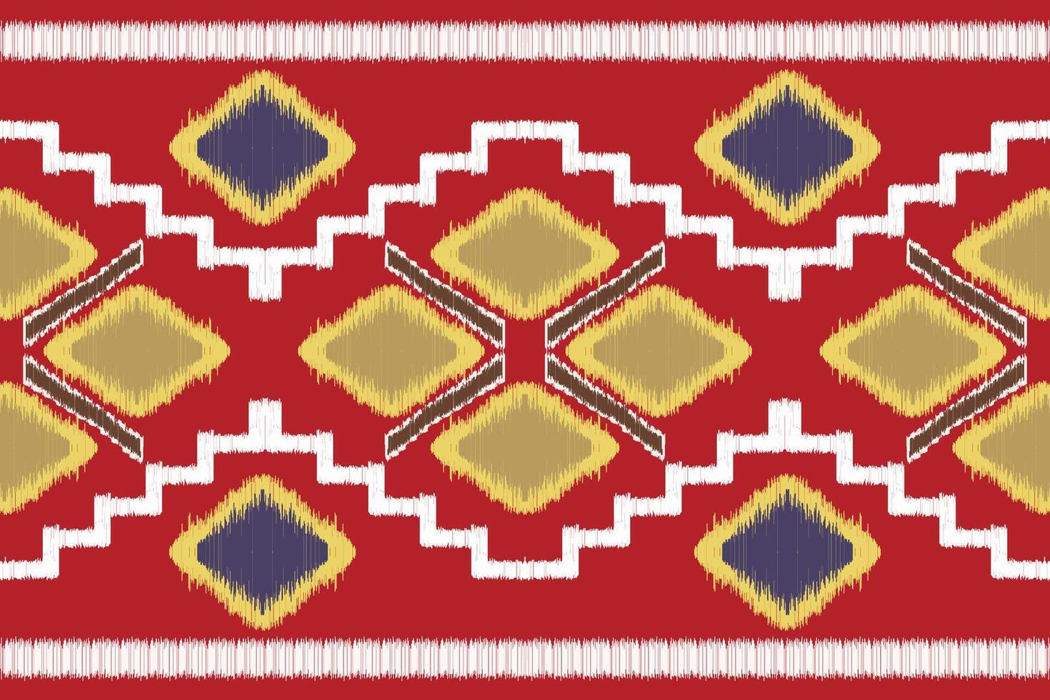 Ikat Pattern with Red, Yellow, and Blue Geometric Designs vector