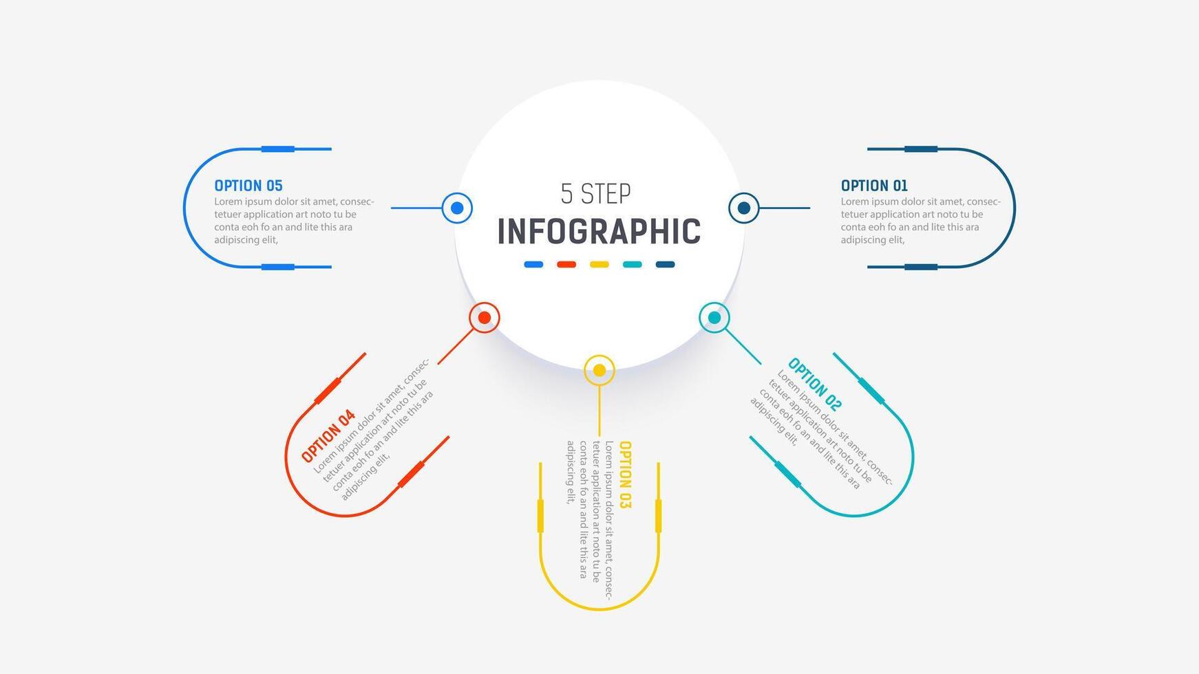 Five Step Infographic design element template for presentation. info graphic illustration. process diagram and presentations step, banner, flow chart, 5 option template. vector
