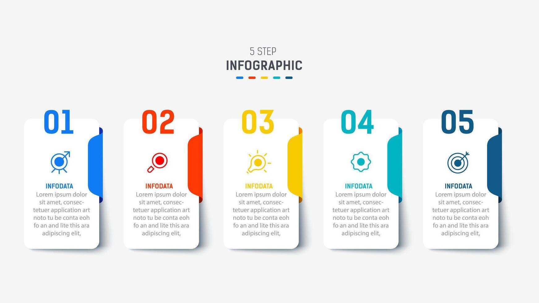 Five Step Infographic design element template for presentation. info graphic illustration. process diagram and presentations step, banner, flow chart, 5 option template. vector