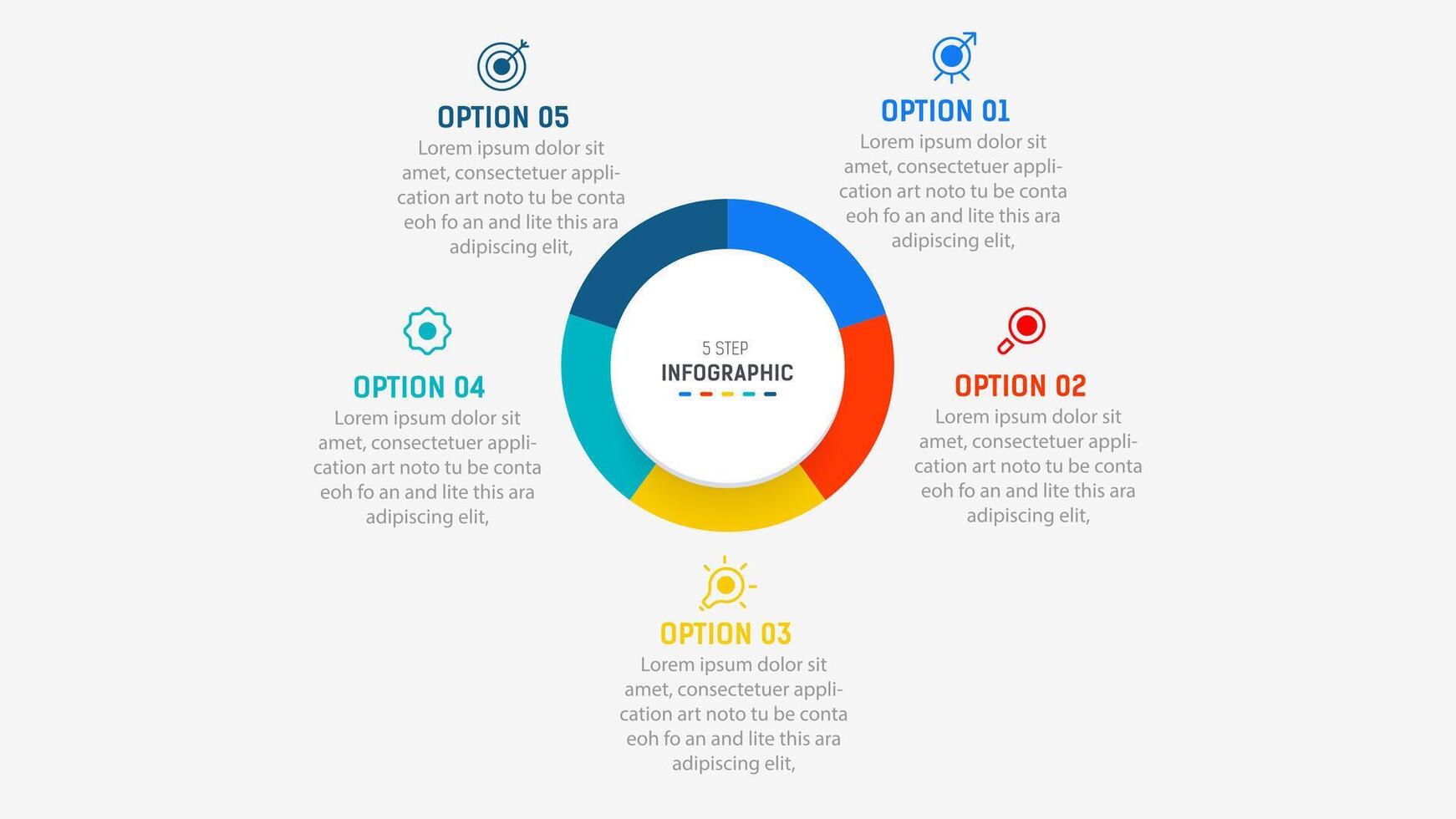 Five Step Infographic design element template for presentation. info graphic illustration. process diagram and presentations step, banner, flow chart, 5 option template. vector