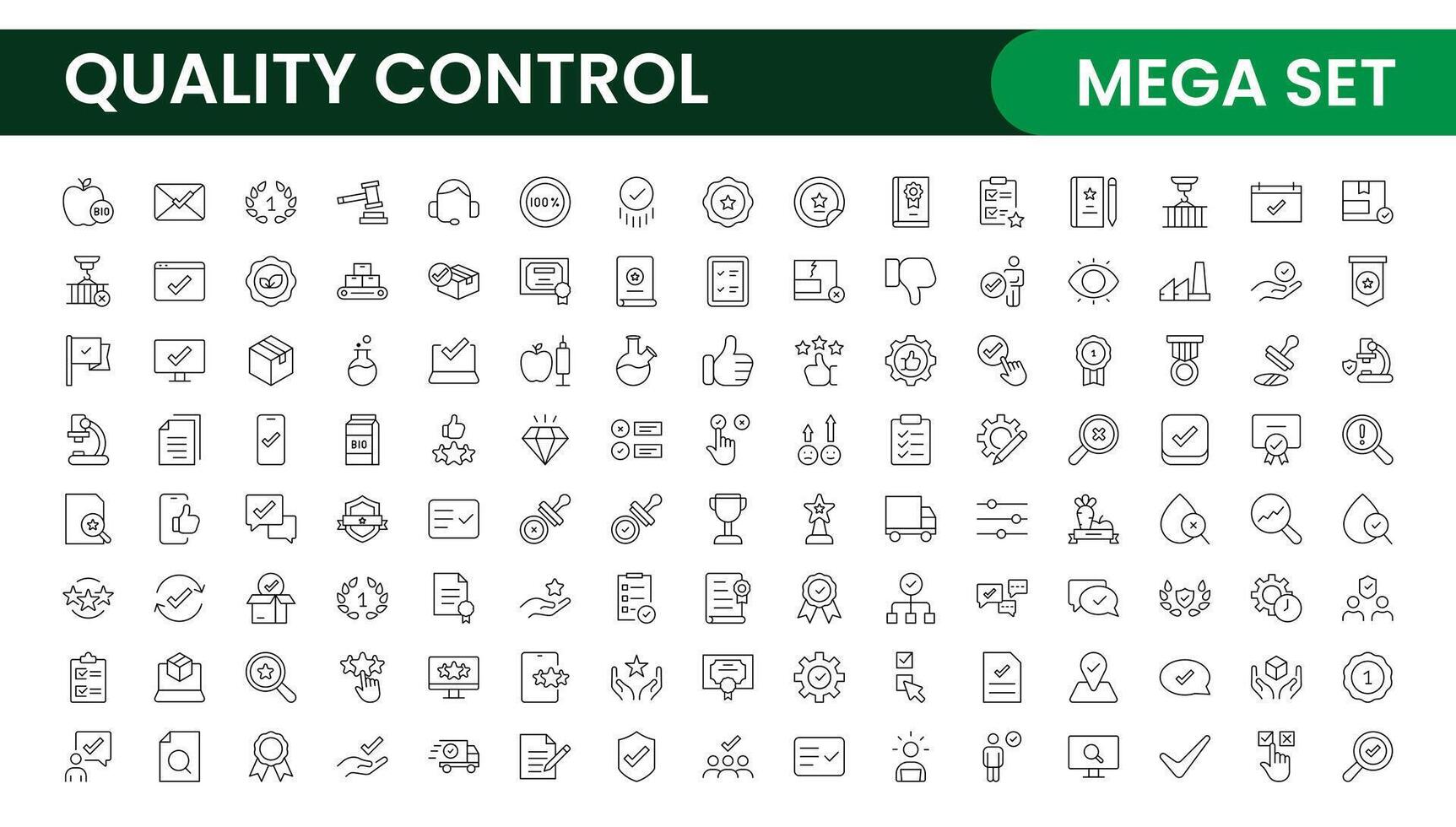 calidad controlar línea icono colocar. incluido el íconos como inspeccionar, qa, calificar, calidad control, controlar, verificar, y más. vector