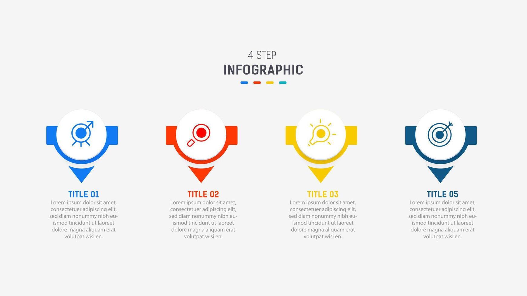 Four Step Infographic design element template for presentation. info graphic illustration. process diagram and presentations step, banner, flow chart, 4 option template. vector