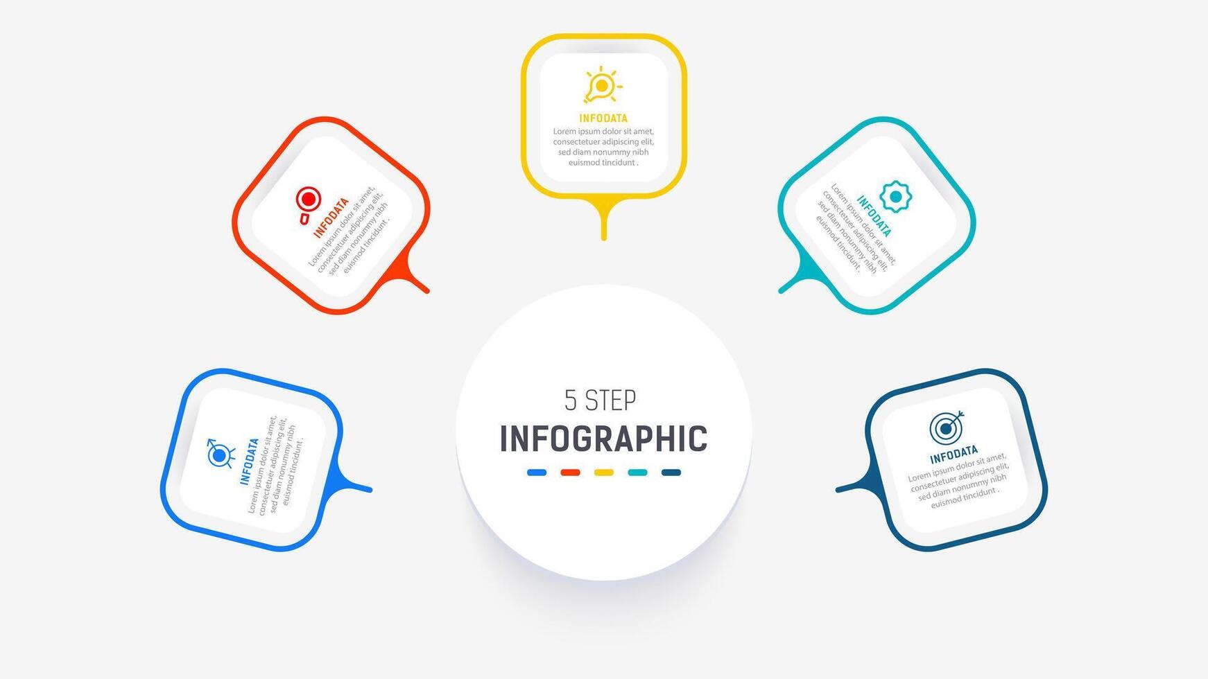 Five Step Infographic design element template for presentation. info graphic illustration. process diagram and presentations step, banner, flow chart, 5 option template. vector