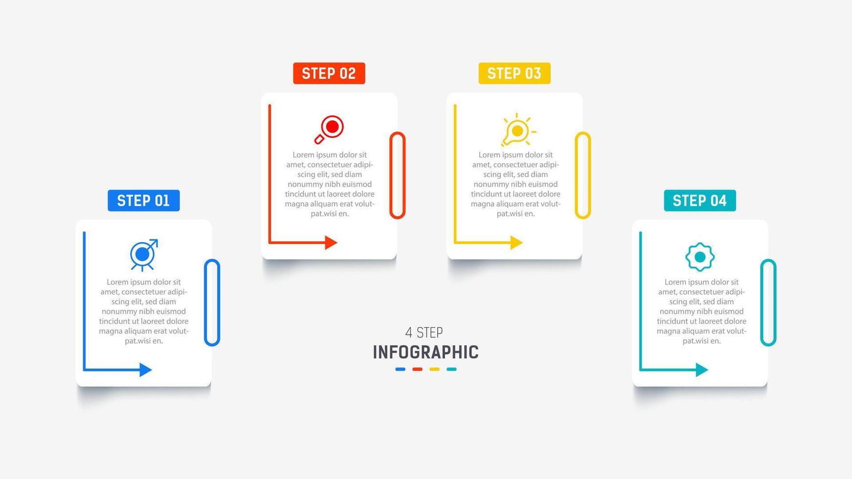 Four Step Infographic design element template for presentation. info graphic illustration. process diagram and presentations step, banner, flow chart, 4 option template. vector