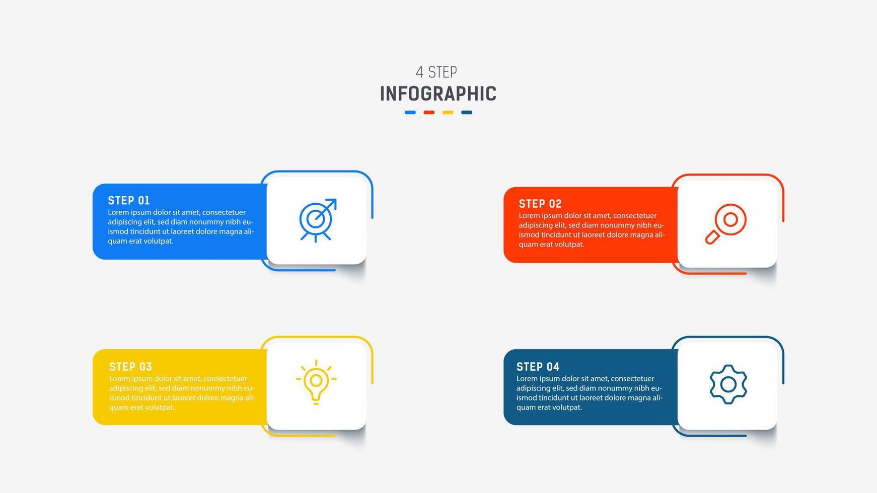four Step Infographic design element template for presentation. info graphic illustration. process diagram and presentations step, banner, flow chart, 4 option template. vector