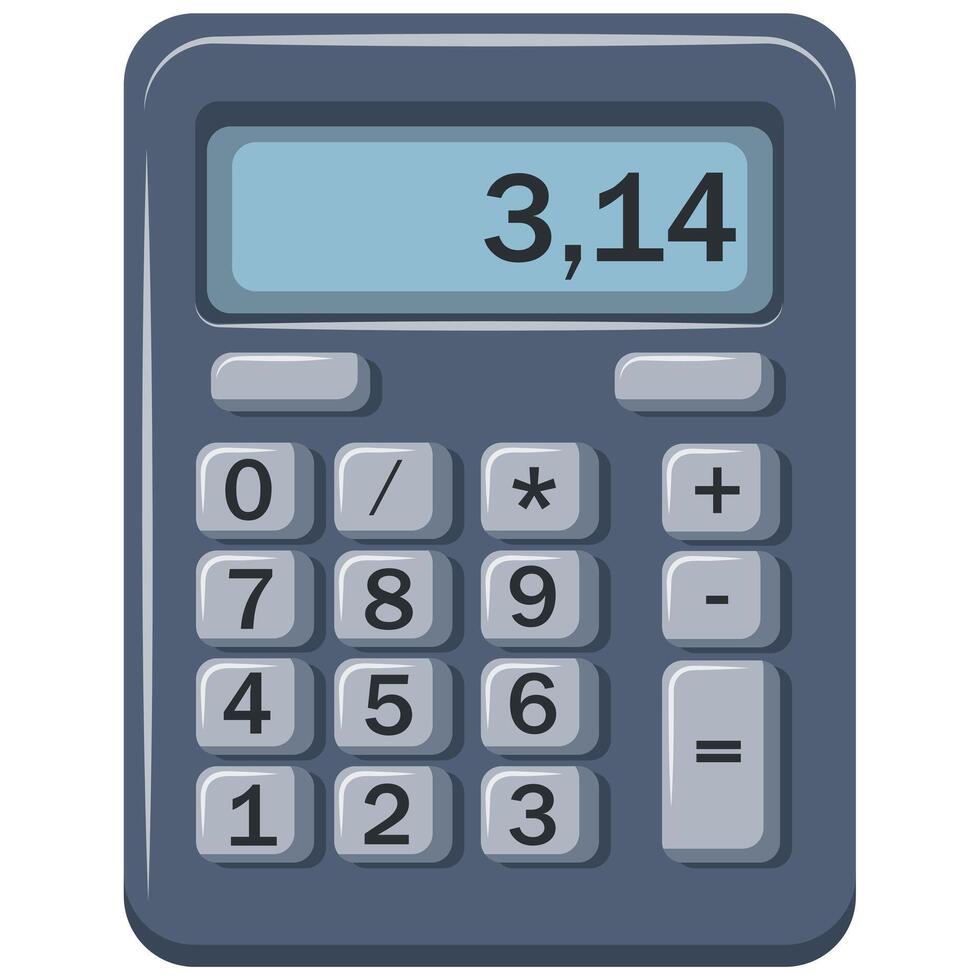 Pi número calculadora. gris calculadora con azul mostrar. el números son desplegado claramente y son fácil a leer. vector