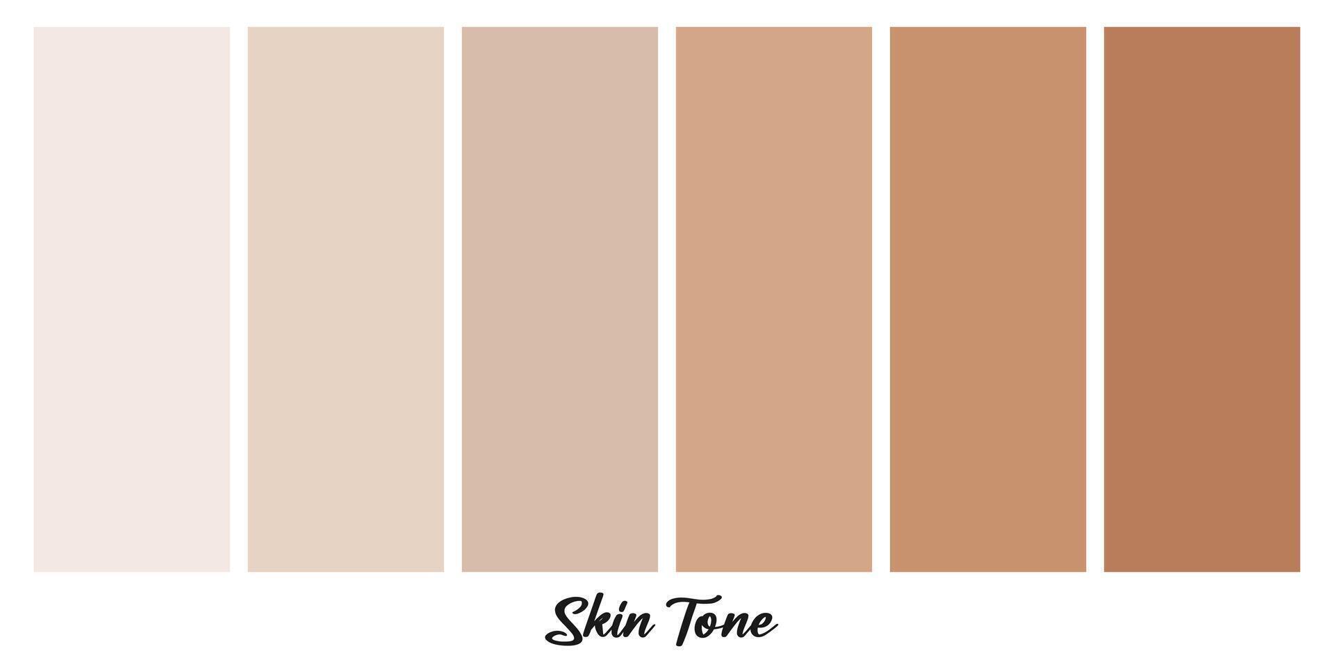 Creative illustration of human skin tone color palette set isolated on transparent background. vector