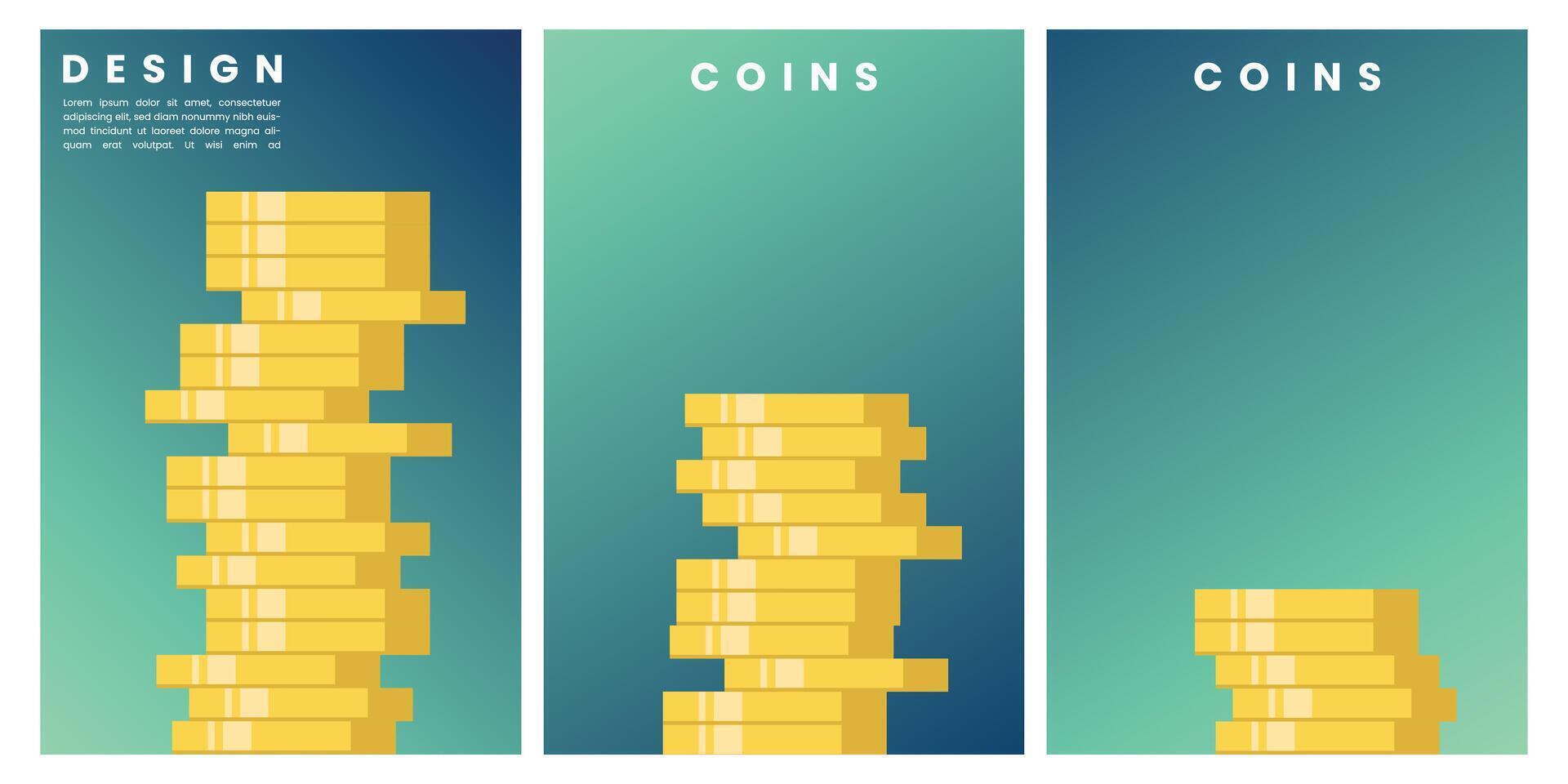 Modern coins covers set, minimal covers design. Modern background, illustration. vector