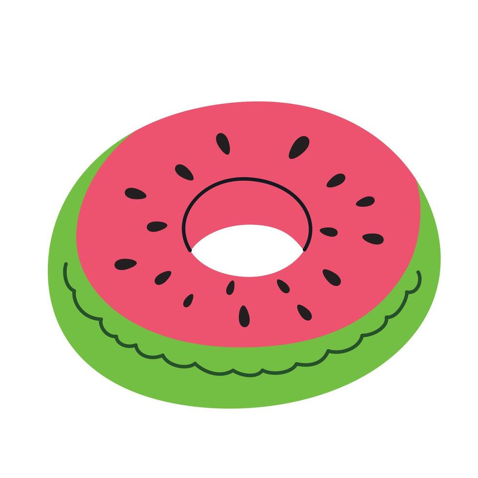Swimming pool safety ring icon, illustration of fun rubber float in watermelon design, beach equipment, inflatable circle for relaxing in sea, tropical summer vacation toy vector