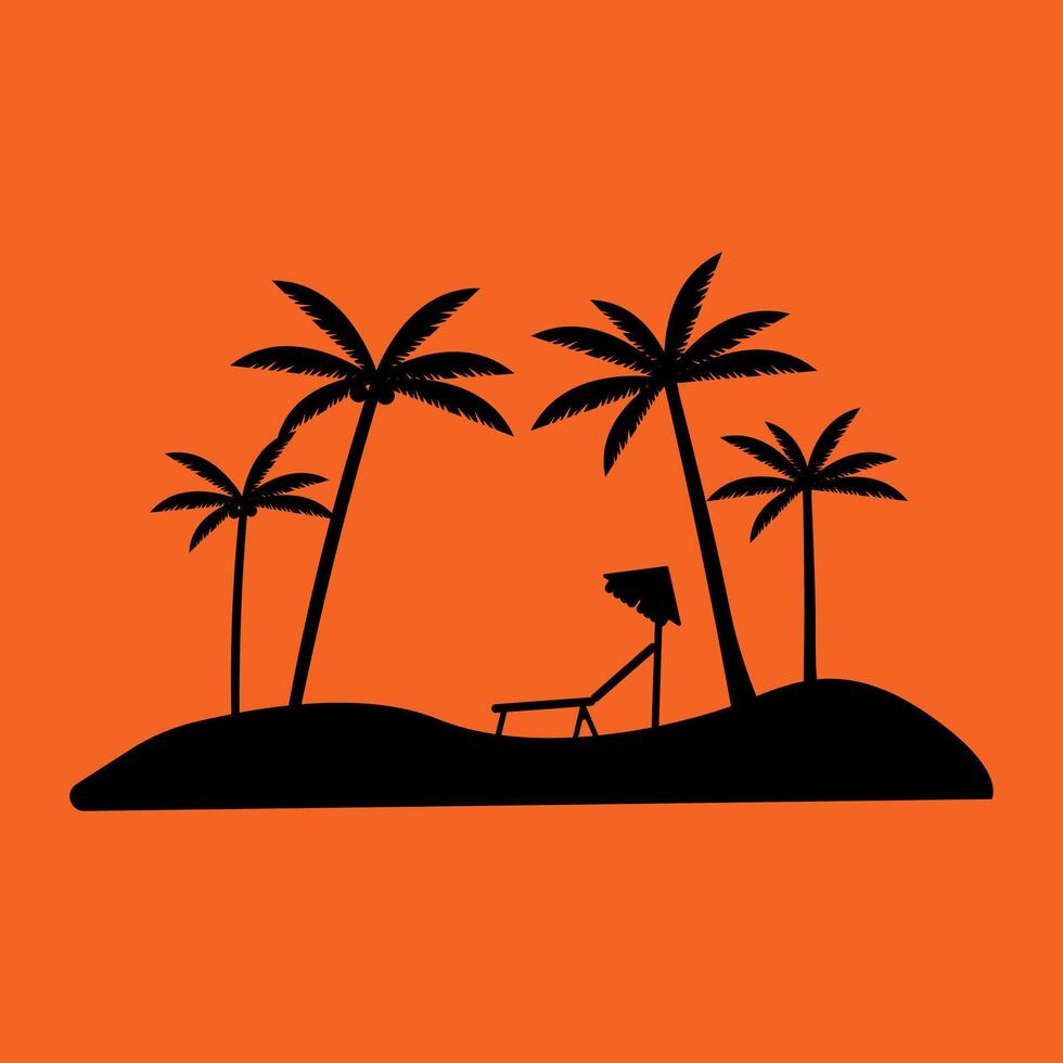 Palm tree silhouette coconut icon. Tropic palm tree black summer isolated design background vector